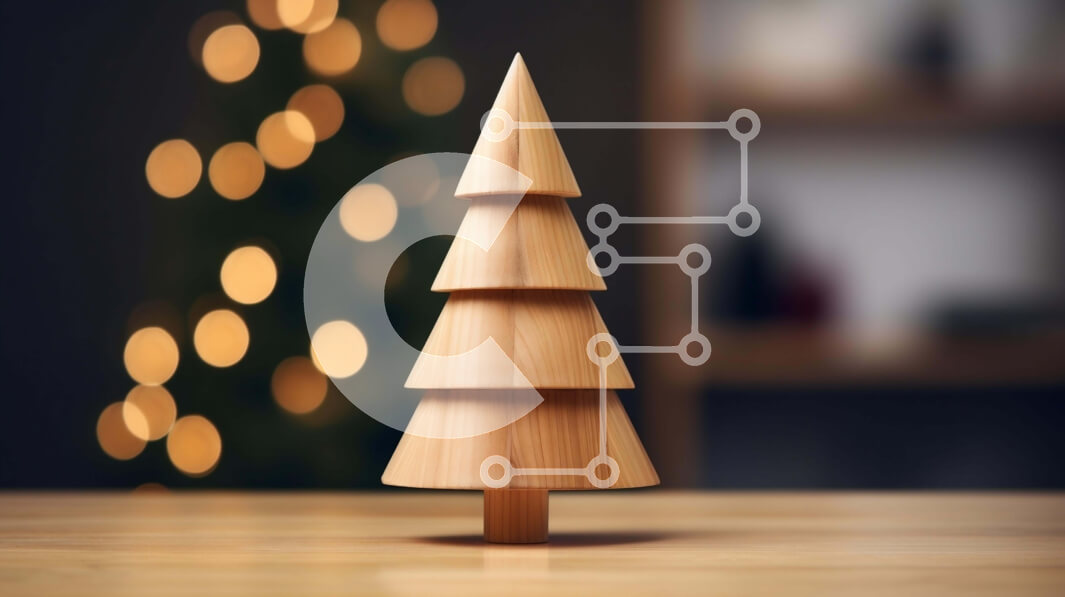 Intra Συλλεκτικό Ξύλινο Παζλ Plywood  4mm - Ξύλινο χριστουγεννιάτικο δέντρο με κόκκινα και πράσινα στολίδια Σε Ξύλινο Κουτί - Διαστάσεις: 10x10 cm – 25 κομμάτια