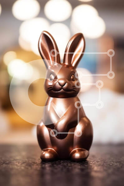 Intra Συλλεκτικό Ξύλινο Παζλ Plywood  4mm - Ειδώλιο λαγουδάκι του Πάσχα στο τραπέζι με φώτα Σε Ξύλινο Κουτί - Διαστάσεις Puzzle: 10x10 cm – 25 κομμάτια