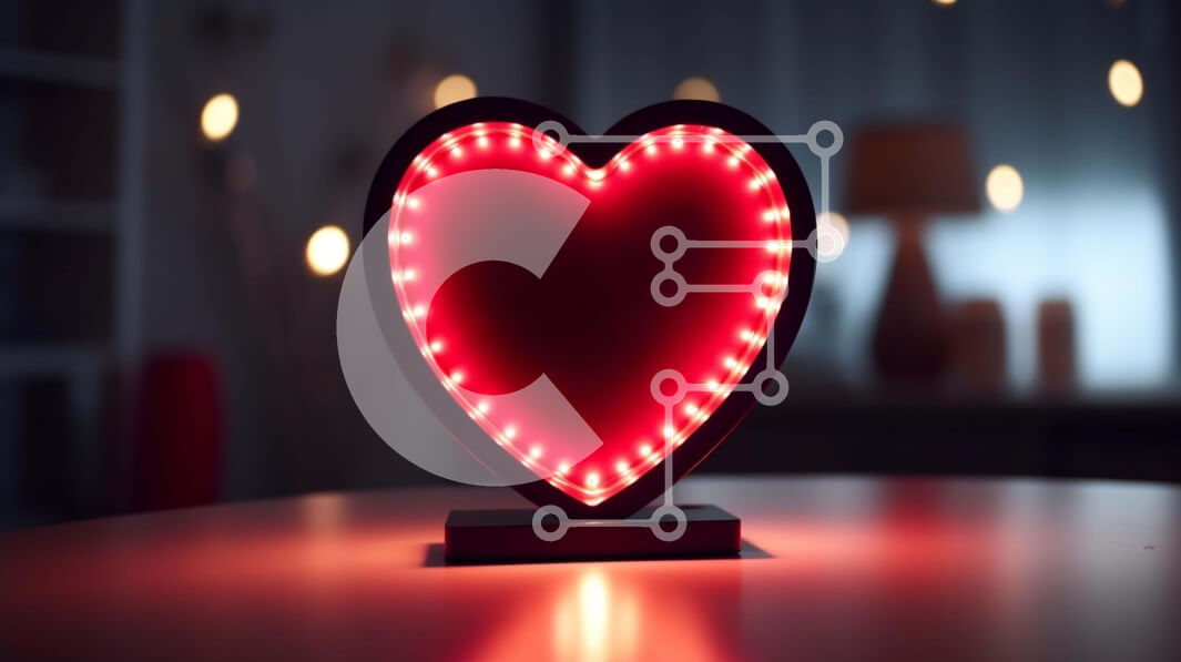 Intra Συλλεκτικό Ξύλινο Παζλ Plywood  4mm - Φως LED σε σχήμα καρδιάς στο τραπέζι στο δωμάτιο Σε Ξύλινο Κουτί - Διαστάσεις Puzzle: 10x10 cm – 25 κομμάτια