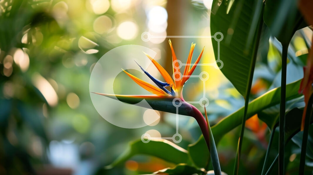 Intra Συλλεκτικό Ξύλινο Παζλ Plywood  4mm - Λουλούδι Bird of Paradise στον καταπράσινο κήπο Σε Ξύλινο Κουτί - Διαστάσεις: 10x10 cm – 25 κομμάτια