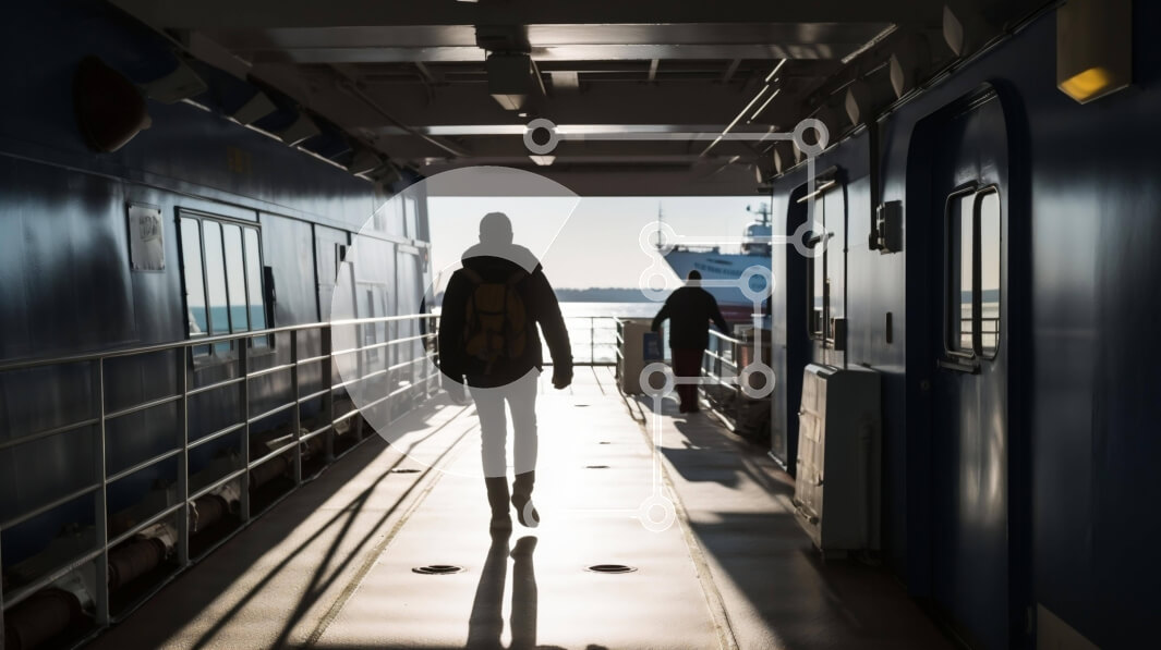 Intra Συλλεκτικό Ξύλινο Παζλ Plywood  4mm - Άτομο που περπατά σε ένα υπαίθριο πορθμείο Σε Ξύλινο Κουτί - Διαστάσεις Puzzle: 10x10 cm – 25 κομμάτια