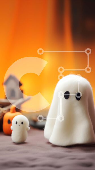 Intra Συλλεκτικό Ξύλινο Παζλ Plywood  4mm - Χαριτωμένα βελούδινα φαντάσματα για το Halloween Σε Ξύλινο Κουτί - Διαστάσεις: 10x10 cm – 25 κομμάτια