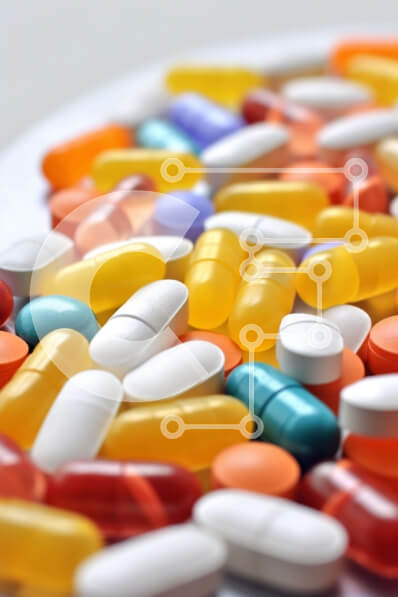 Intra Συλλεκτικό Ξύλινο Παζλ Plywood  4mm - Πολύχρωμα χάπια και κάψουλες στο τραπέζι Σε Ξύλινο Κουτί - Διαστάσεις Puzzle: 10x10 cm – 25 κομμάτια