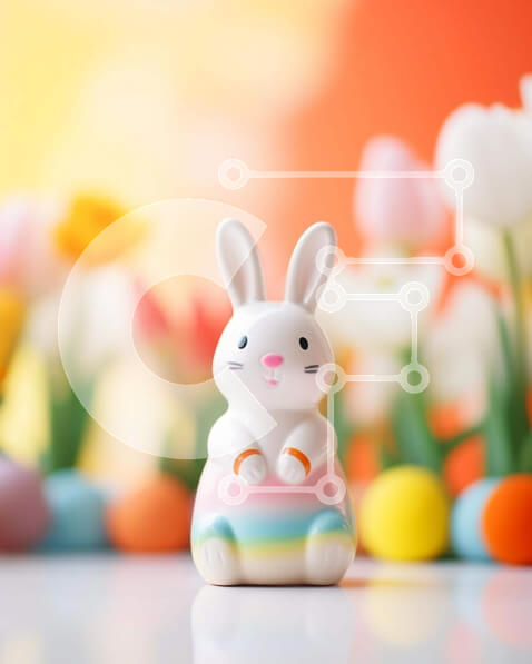 Intra Συλλεκτικό Ξύλινο Παζλ Plywood  4mm - Ειδώλιο λαγουδάκι του Πάσχα και πολύχρωμες τουλίπες Σε Ξύλινο Κουτί - Διαστάσεις: 10x10 cm – 25 κομμάτια