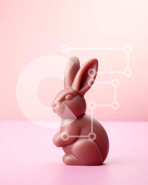 Intra Συλλεκτικό Ξύλινο Παζλ Plywood  4mm - Μικρό καφέ κουνελάκι ειδώλιο σε ροζ φόντο Σε Ξύλινο Κουτί - Διαστάσεις Puzzle: 10x10 cm – 25 κομμάτια