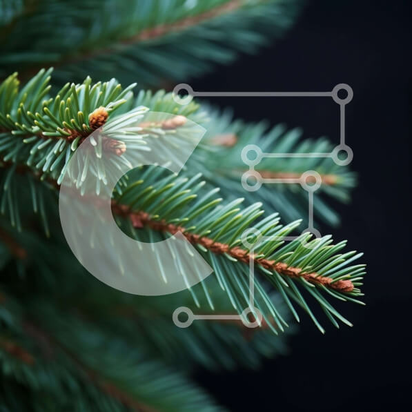 Intra Συλλεκτικό Ξύλινο Παζλ Plywood  4mm - Κοντινό πλάνο με κλαδί πράσινο πεύκο για διακόσμηση διακοπών Σε Ξύλινο Κουτί - Διαστάσεις: 10x10 cm – 25 κομμάτια