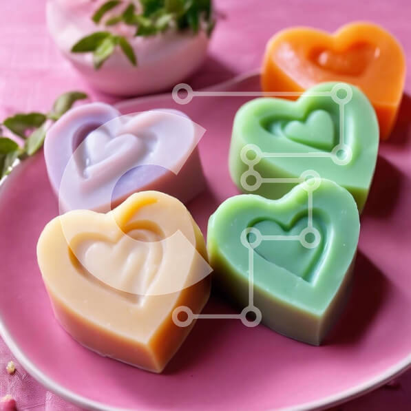 Σετ των 2 Intra Συλλεκτικό Ξύλινο Παζλ Plywood  4mm - Σαπουνόπλακες σε σχήμα καρδιάς σε ροζ πιάτο Σε Ξύλινο Κουτί - Διαστάσεις: 10x10 cm – 25 κομμάτια