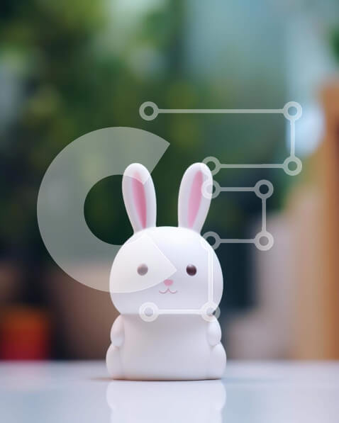 Intra Συλλεκτικό Ξύλινο Παζλ Plywood  4mm - Χαριτωμένο ειδώλιο λαγουδάκι στο τραπέζι με φυτά Σε Ξύλινο Κουτί - Διαστάσεις: 10x10 cm – 25 κομμάτια