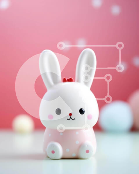 Intra Συλλεκτικό Ξύλινο Παζλ Plywood  4mm - Λευκό και ροζ ειδώλιο λαγουδάκι σε πορτοκαλί φόντο Σε Ξύλινο Κουτί - Διαστάσεις: 10x10 cm – 25 κομμάτια