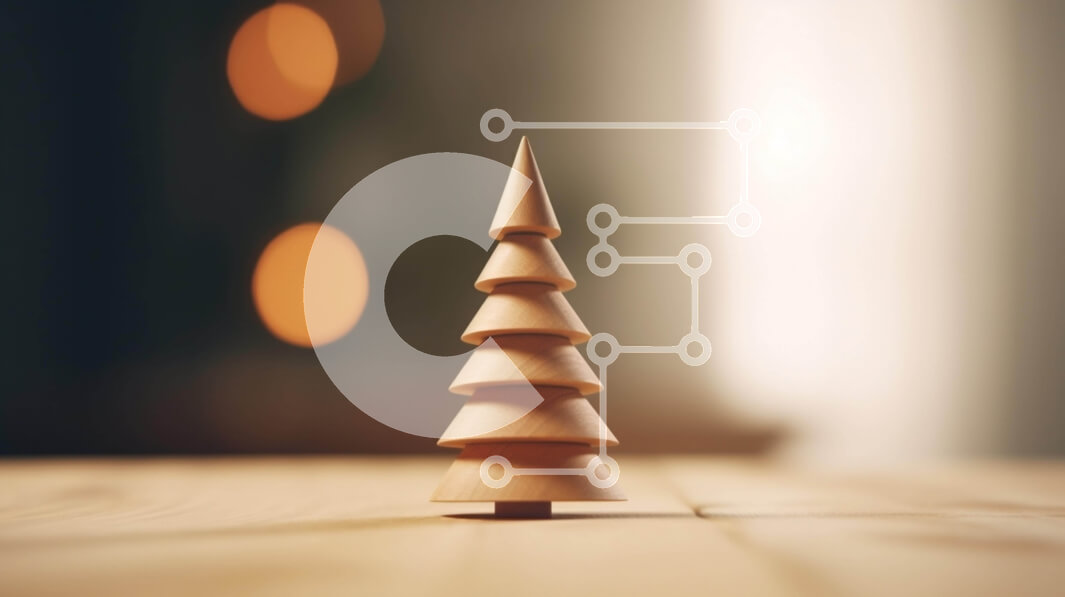 Intra Συλλεκτικό Ξύλινο Παζλ Plywood  4mm - Μικρό ξύλινο χριστουγεννιάτικο δέντρο σε φόντο πίνακα Σε Ξύλινο Κουτί - Διαστάσεις: 10x10 cm – 25 κομμάτια