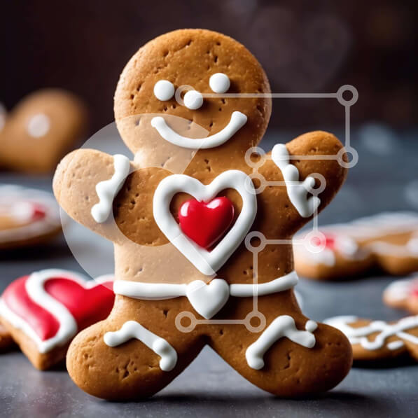 Intra Συλλεκτικό Ξύλινο Παζλ Plywood  4mm - Gingerbread Man και μπισκότα σε σχήμα καρδιάς για την εορταστική περίοδο Σε Ξύλινο Κουτί - Διαστάσεις: 10x10 cm – 25 κομμάτια
