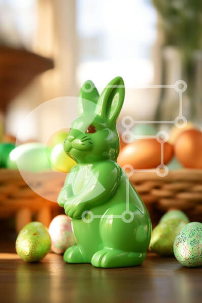 Intra Συλλεκτικό Ξύλινο Παζλ Plywood  4mm - Ειδώλιο λαγουδάκι του Πάσχα και Πασχαλινά αυγά στο τραπέζι Σε Ξύλινο Κουτί - Διαστάσεις: 10x10 cm – 25 κομμάτια