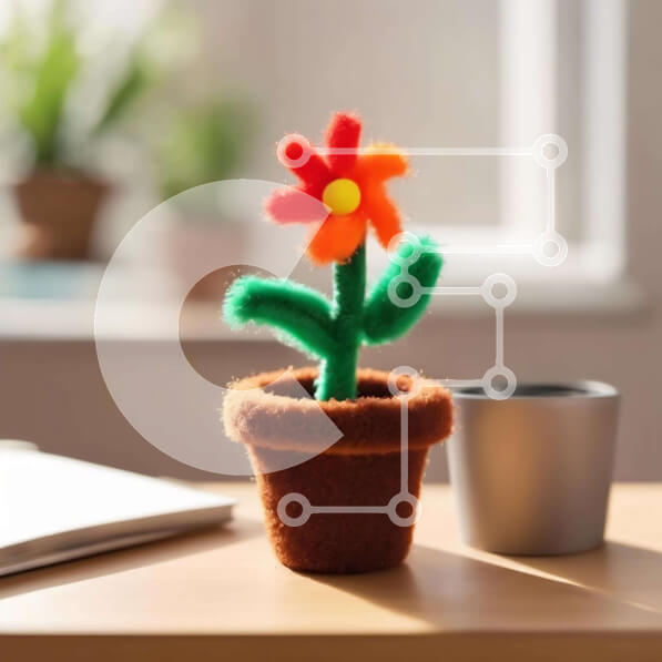 Intra Συλλεκτικό Ξύλινο Παζλ Plywood  4mm - Άνετο γραφείο με τσόχα γλάστρα και φλιτζάνι καφέ Σε Ξύλινο Κουτί - Διαστάσεις Puzzle: 10x10 cm – 25 κομμάτια