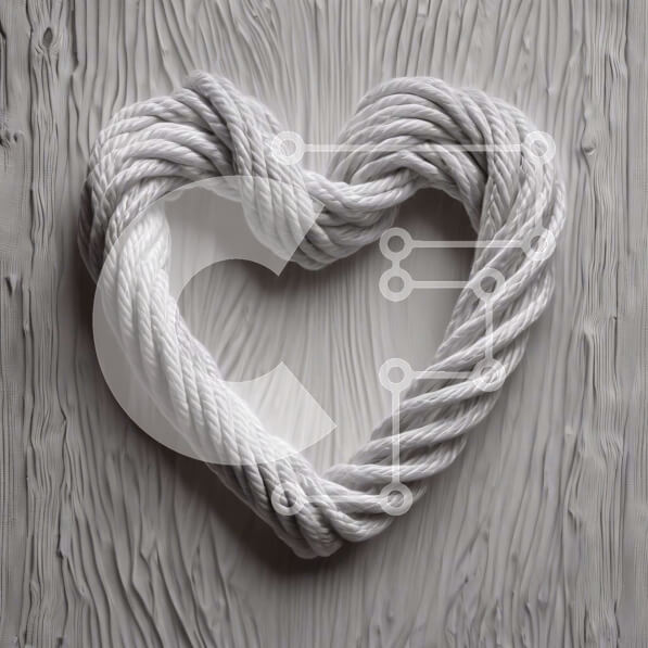 Intra Συλλεκτικό Ξύλινο Παζλ Plywood  4mm - Λευκό σχοινί σε σχήμα καρδιάς σε ξύλινη επιφάνεια Σε Ξύλινο Κουτί - Διαστάσεις: 10x10 cm – 25 κομμάτια