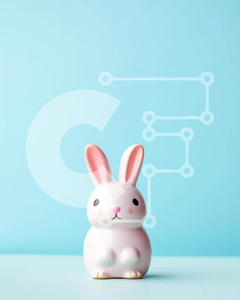 Intra Συλλεκτικό Ξύλινο Παζλ Plywood  4mm - Ειδώλιο λαγουδάκι με θέμα το Πάσχα σε μπλε φόντο Σε Ξύλινο Κουτί - Διαστάσεις Puzzle: 10x10 cm – 25 κομμάτια