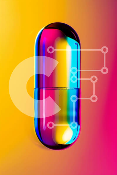 Intra Συλλεκτικό Ξύλινο Παζλ Plywood  4mm - Πολύχρωμο επιπλέον χάπι σε ζωντανό πορτοκαλί και κίτρινο φόντο Σε Ξύλινο Κουτί - Διαστάσεις Puzzle: 10x10 cm – 25 κομμάτια