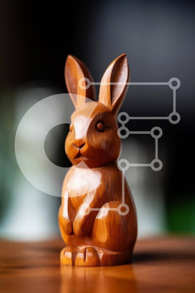 Intra Συλλεκτικό Ξύλινο Παζλ Plywood  4mm - Ξύλινο ειδώλιο λαγουδάκι σε ημιτελές ξύλινο τραπέζι Σε Ξύλινο Κουτί - Διαστάσεις: 10x10 cm – 25 κομμάτια