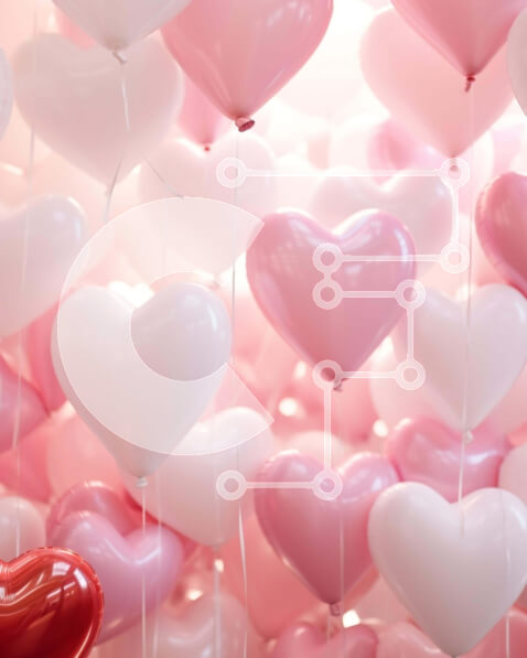 Intra Συλλεκτικό Ξύλινο Παζλ Plywood  4mm - Μπαλόνια για την ημέρα του Αγίου Βαλεντίνου Σε Ξύλινο Κουτί - Διαστάσεις Puzzle: 10x10 cm – 25 κομμάτια