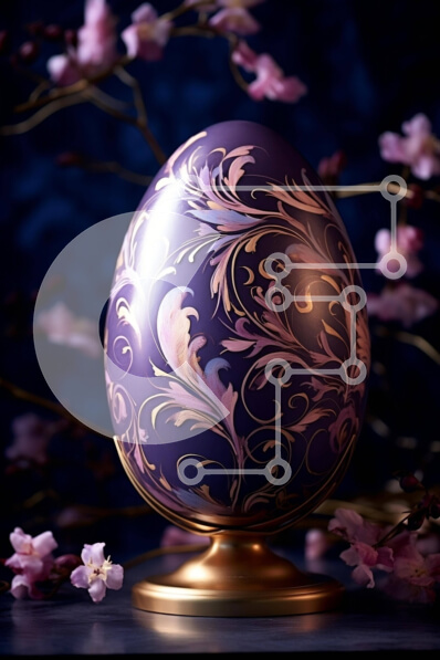 Intra Συλλεκτικό Ξύλινο Παζλ Plywood  4mm - Περίτεχνα διακοσμημένο μωβ πασχαλινό αυγό με ροζ άνθη Σε Ξύλινο Κουτί - Διαστάσεις: 10x10 cm – 25 κομμάτια