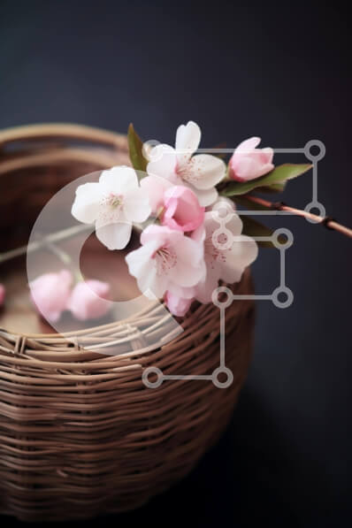 Σετ των 2 Intra Συλλεκτικό Ξύλινο Παζλ Plywood  4mm - Όμορφο ψάθινο καλάθι με ροζ λουλούδια Σε Ξύλινο Κουτί - Διαστάσεις: 10x10 cm – 25 κομμάτια