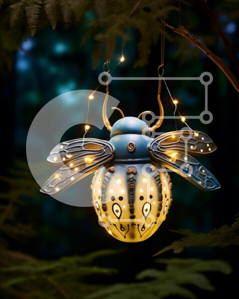 Intra Συλλεκτικό Ξύλινο Παζλ Plywood  4mm - Φωτιστικό σε σχήμα σκαθαριού στο σκοτάδι Σε Ξύλινο Κουτί - Διαστάσεις: 10x10 cm – 25 κομμάτια