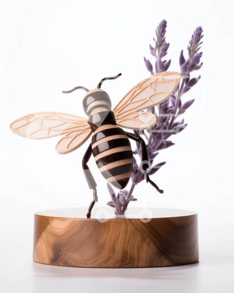 Intra Συλλεκτικό Ξύλινο Παζλ Plywood  4mm - Γλυπτό μελισσών σε λουλούδια λεβάντας Σε Ξύλινο Κουτί - Διαστάσεις: 10x10 cm – 25 κομμάτια