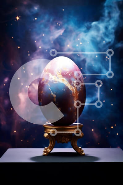 Intra Συλλεκτικό Ξύλινο Παζλ Plywood  4mm - Globe on Gold Stand που περιβάλλεται από αστέρια και πλανήτες Σε Ξύλινο Κουτί - Διαστάσεις Puzzle: 10x10 cm – 25 κομμάτια