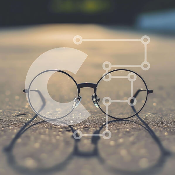 Intra Συλλεκτικό Ξύλινο Παζλ Plywood  4mm - Ζευγάρι γυαλιά στο έδαφος με ορατές σκιές Σε Ξύλινο Κουτί - Διαστάσεις: 10x10 cm – 25 κομμάτια