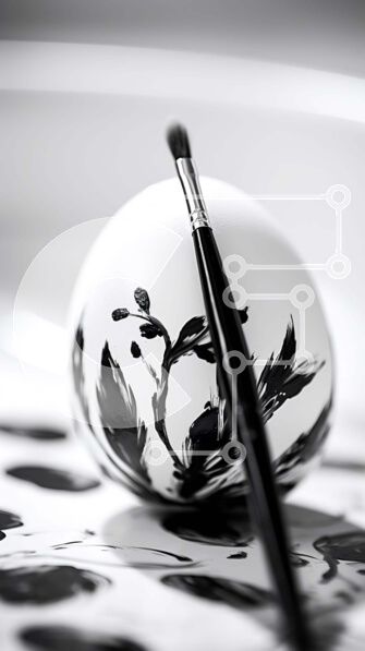 Intra Συλλεκτικό Ξύλινο Παζλ Plywood  4mm - Βαμμένο πασχαλινό αυγό με πινέλα και σκεύη Σε Ξύλινο Κουτί - Διαστάσεις: 10x10 cm – 25 κομμάτια