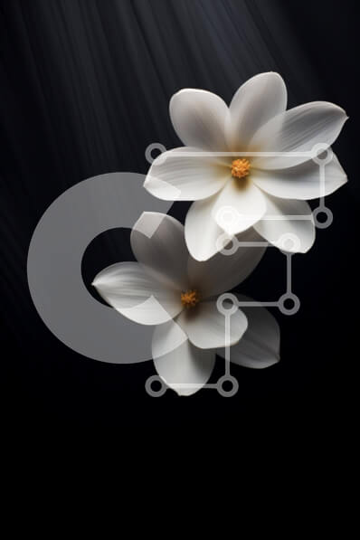 Σετ των 2 Intra Συλλεκτικό Ξύλινο Παζλ Plywood  4mm - Δύο λευκά λουλούδια σε μαύρο φόντο Σε Ξύλινο Κουτί - Διαστάσεις: 10x10 cm – 25 κομμάτια