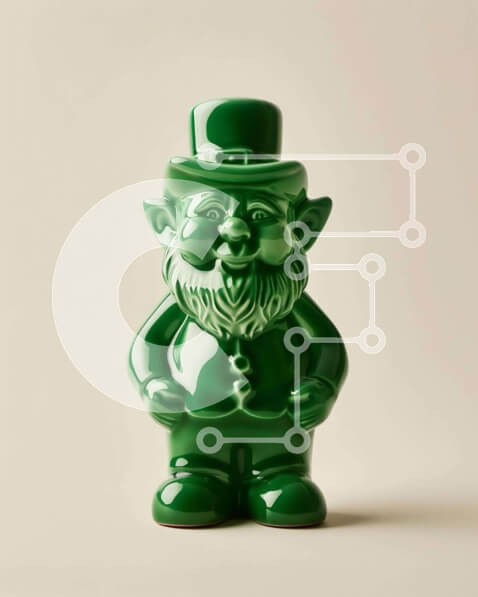 Intra Συλλεκτικό Ξύλινο Παζλ Plywood  4mm - Πράσινο ιρλανδικό ειδώλιο Gnome με νομίσματα στην τσέπη Σε Ξύλινο Κουτί - Διαστάσεις: 10x10 cm – 25 κομμάτια