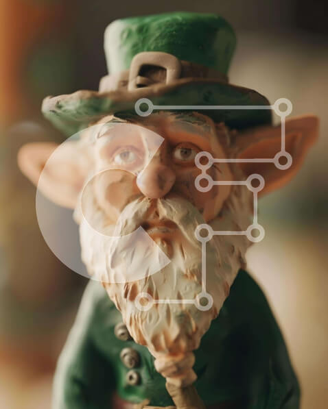 Intra Συλλεκτικό Ξύλινο Παζλ Plywood  4mm - Ειδώλιο Leprechaun για την Ημέρα του Αγίου Πατρικίου Σε Ξύλινο Κουτί - Διαστάσεις: 10x10 cm – 25 κομμάτια