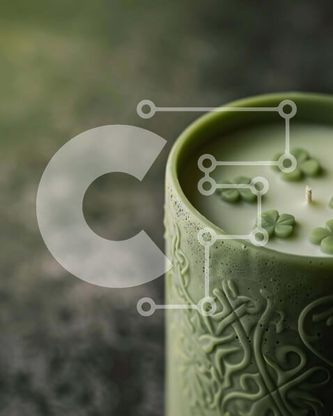 Intra Συλλεκτικό Ξύλινο Παζλ Plywood  4mm - Πράσινο κερί του Αγίου Πατρικίου με τετράφυλλο τριφύλλι Σε Ξύλινο Κουτί - Διαστάσεις: 10x10 cm – 25 κομμάτια