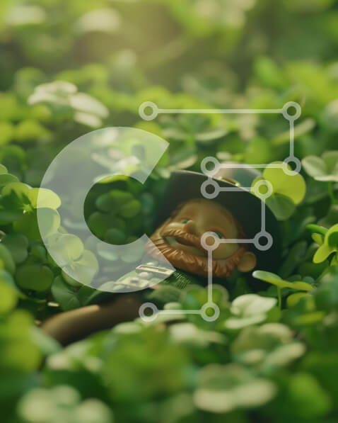 Intra Συλλεκτικό Ξύλινο Παζλ Plywood  4mm - Toy Leprechaun με πράσινα φύλλα για την ημέρα του Αγίου Πατρικίου Σε Ξύλινο Κουτί - Διαστάσεις: 10x10 cm – 25 κομμάτια