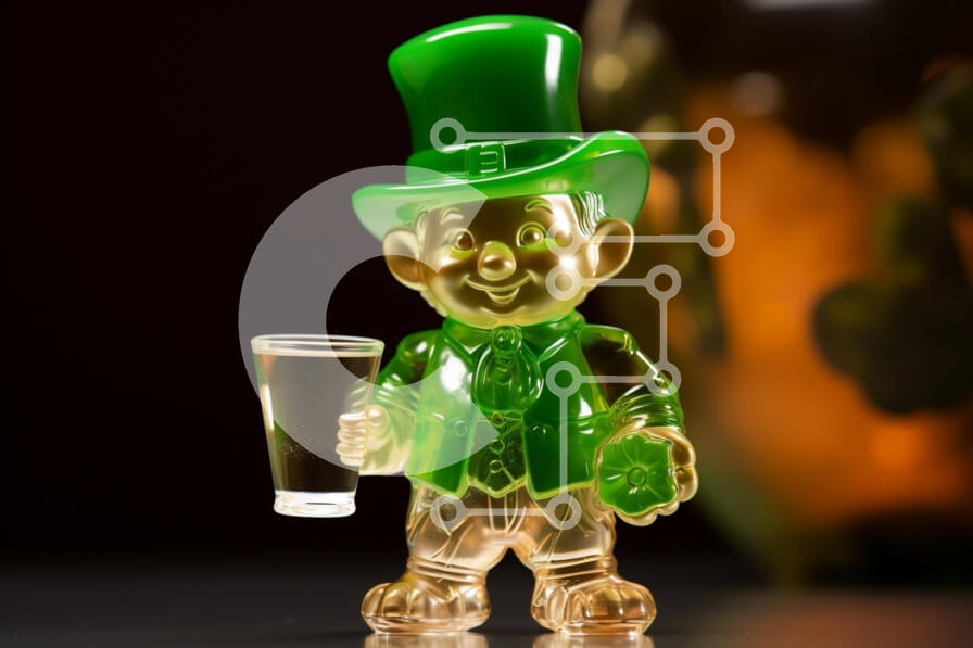 Intra Συλλεκτικό Ξύλινο Παζλ Plywood  4mm - Ειδώλιο καλλικάτζαρου του Αγίου Πατρικίου με μπύρα Σε Ξύλινο Κουτί - Διαστάσεις: 10x10 cm – 25 κομμάτια