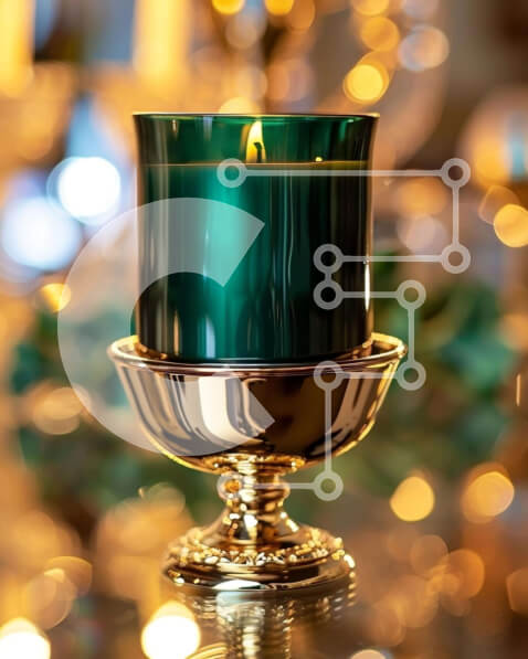 Intra Συλλεκτικό Ξύλινο Παζλ Plywood  4mm - Πράσινο κερί σε επίχρυσο βάθρο Σε Ξύλινο Κουτί - Διαστάσεις: 10x10 cm – 25 κομμάτια