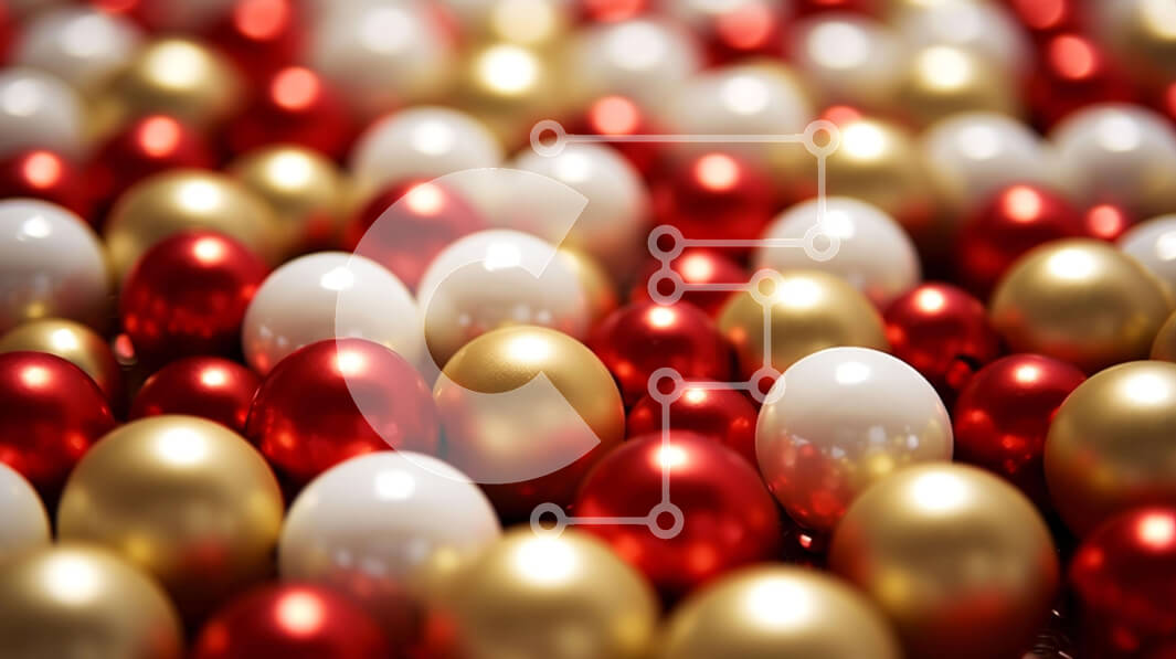 Intra Συλλεκτικό Ξύλινο Παζλ Plywood  4mm - Ομάδα κόκκινων, χρυσών και λευκών μπάλες διακοπών Σε Ξύλινο Κουτί - Διαστάσεις: 10x10 cm – 25 κομμάτια