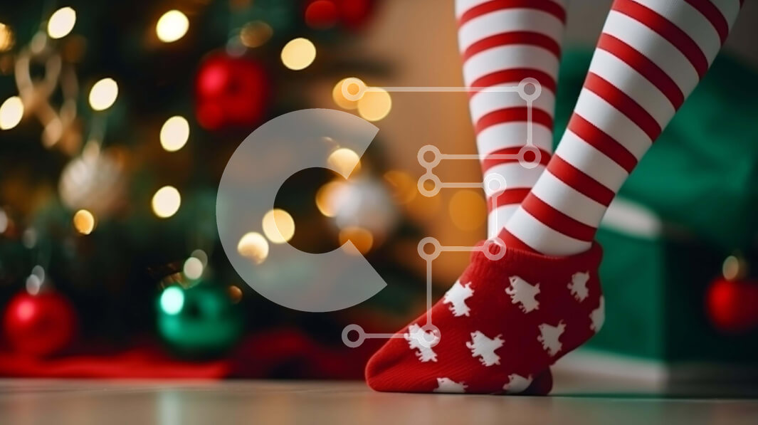 Intra Συλλεκτικό Ξύλινο Παζλ Plywood  4mm - Άτομο με εορταστική στολή που στέκεται μπροστά από το χριστουγεννιάτικο δέντρο Σε Ξύλινο Κουτί - Διαστάσεις: 10x10 cm – 25 κομμάτια