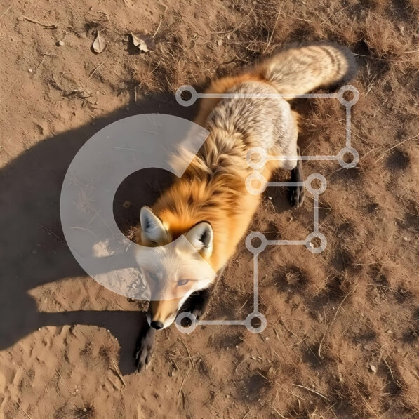 Intra Συλλεκτικό Ξύλινο Παζλ Plywood  4mm - Αεροφωτογραφία της Red Fox που παρακολουθεί κάτι σε απόσταση Σε Ξύλινο Κουτί - Διαστάσεις: 10x10 cm – 25 κομμάτια