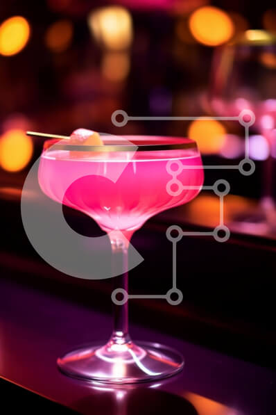 Σετ των 2 Intra Συλλεκτικό Ξύλινο Παζλ Plywood  4mm - Ροζ ποτήρι κοκτέιλ με φέτα πορτοκαλιού στο τραπέζι Σε Ξύλινο Κουτί - Διαστάσεις: 10x10 cm – 25 κομμάτια