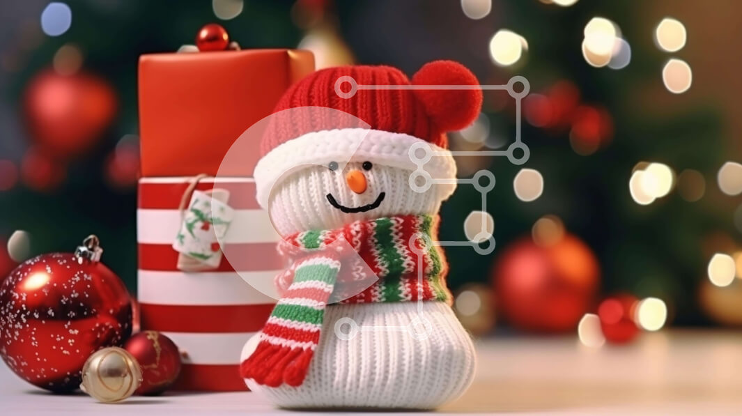 Intra Συλλεκτικό Ξύλινο Παζλ Plywood  4mm - Πλεκτή Χριστουγεννιάτικη Διακόσμηση Χιονάνθρωπος με Δώρα Σε Ξύλινο Κουτί - Διαστάσεις: 10x10 cm – 25 κομμάτια