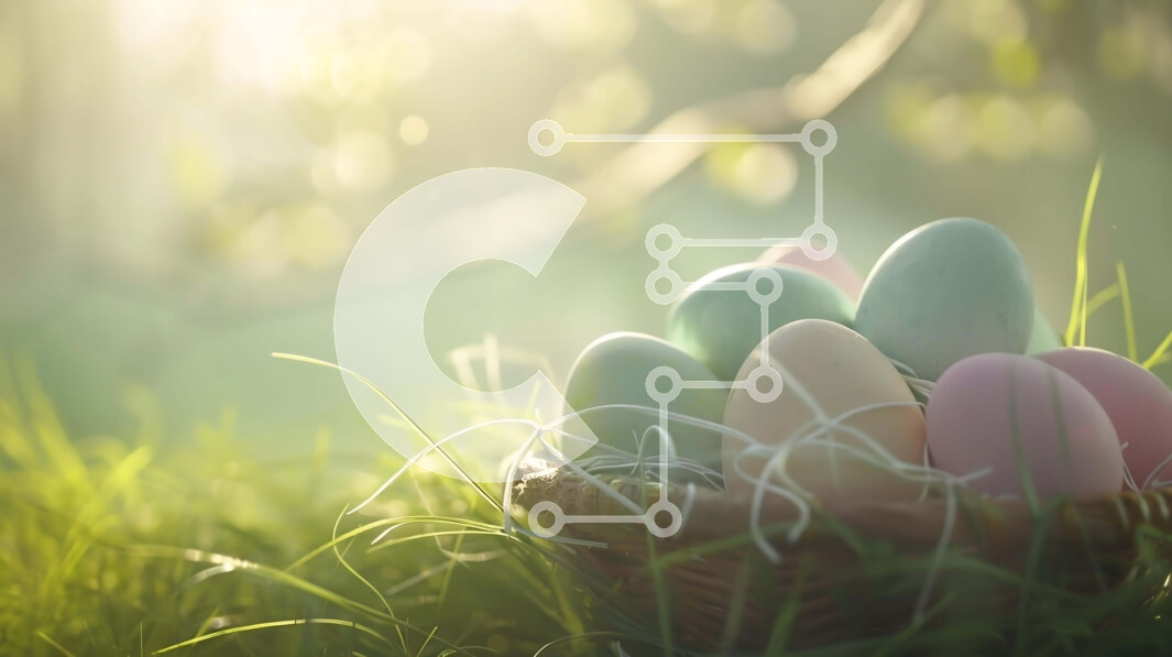 Intra Συλλεκτικό Ξύλινο Παζλ Plywood  4mm - Πολύχρωμα Πασχαλινά αυγά στο καλάθι χόρτου Σε Ξύλινο Κουτί - Διαστάσεις: 10x10 cm – 25 κομμάτια