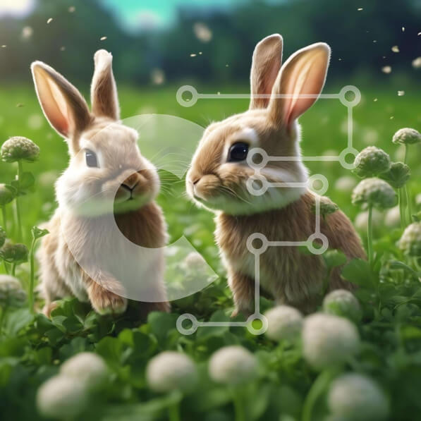 Intra Συλλεκτικό Ξύλινο Παζλ Plywood  4mm - Δύο καφέ κουνέλια σε ένα χωράφι με μαργαρίτες Σε Ξύλινο Κουτί - Διαστάσεις: 10x10 cm – 25 κομμάτια