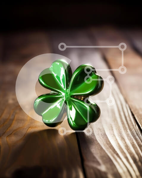 Intra Συλλεκτικό Ξύλινο Παζλ Plywood  4mm - Τετράφυλλο τριφύλλι σε παλιό ξύλινο τραπέζι Σε Ξύλινο Κουτί - Διαστάσεις: 10x10 cm – 25 κομμάτια