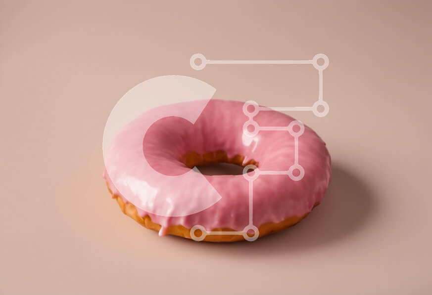 Σετ των 2 Intra Συλλεκτικό Ξύλινο Παζλ Plywood  4mm - Ροζ γυαλισμένο ντόνατ σε υπόλευκο φόντο Σε Ξύλινο Κουτί - Διαστάσεις: 10x10 cm – 25 κομμάτια