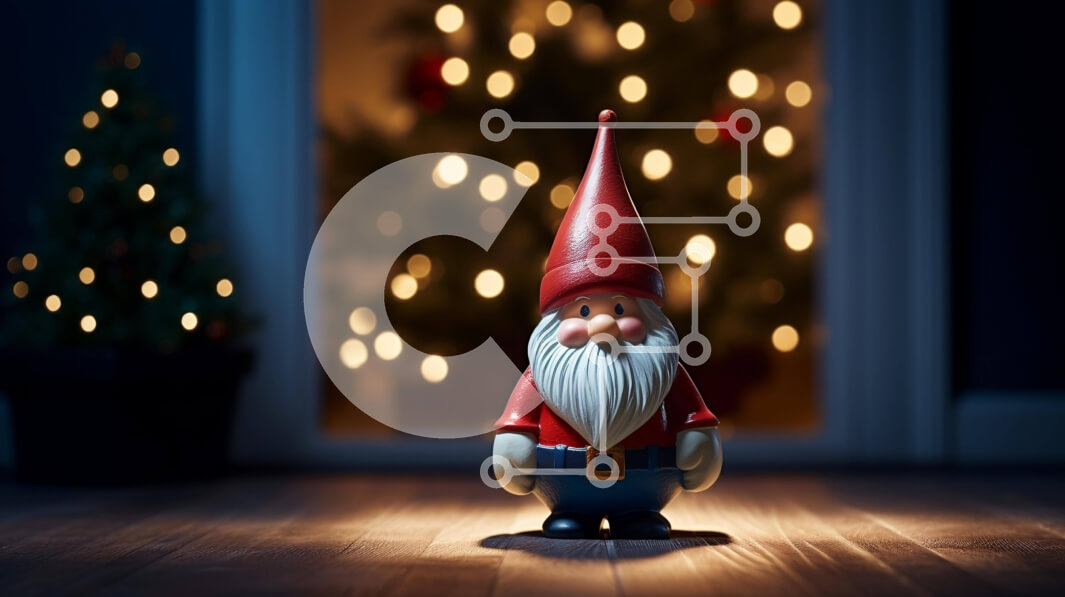 Intra Συλλεκτικό Ξύλινο Παζλ Plywood  4mm - Ειδώλιο Gnome μπροστά από το φωτισμένο χριστουγεννιάτικο δέντρο Σε Ξύλινο Κουτί - Διαστάσεις: 10x10 cm – 25 κομμάτια