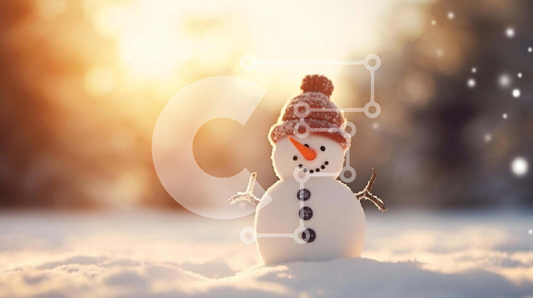 Intra Συλλεκτικό Ξύλινο Παζλ Plywood  4mm - Χιονάνθρωπος στο χιόνι με καπέλο και κασκόλ Σε Ξύλινο Κουτί - Διαστάσεις Puzzle: 10x10 cm – 25 κομμάτια