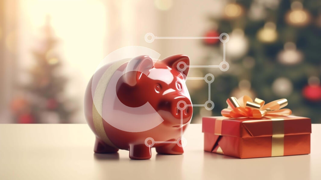 Intra Συλλεκτικό Ξύλινο Παζλ Plywood  4mm - Εορταστική σκηνή με τον κουμπαρά, το κουτί δώρου και το χριστουγεννιάτικο δέντρο Σε Ξύλινο Κουτί - Διαστάσεις: 10x10 cm – 25 κομμάτια