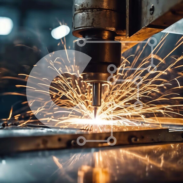 Intra Συλλεκτικό Ξύλινο Παζλ Plywood  4mm - Μηχανή κοπής μετάλλων με σπινθήρες Σε Ξύλινο Κουτί - Διαστάσεις Puzzle: 10x10 cm – 25 κομμάτια