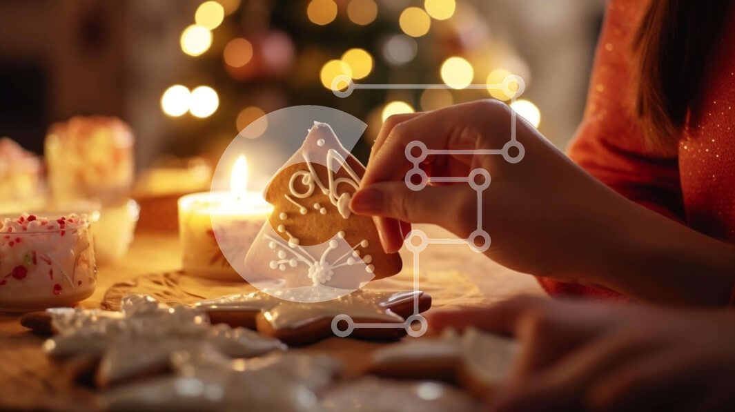 Intra Συλλεκτικό Ξύλινο Παζλ Plywood  4mm - Άτομο που διακοσμεί τα μπισκότα με τζίντζερ με γλάσο Σε Ξύλινο Κουτί - Διαστάσεις: 10x10 cm – 25 κομμάτια